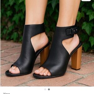 Vince Black Open-Toe Heels
